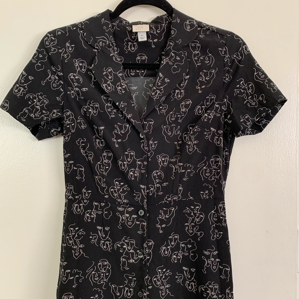 Vital Voices x A New Day Face print shirt dress